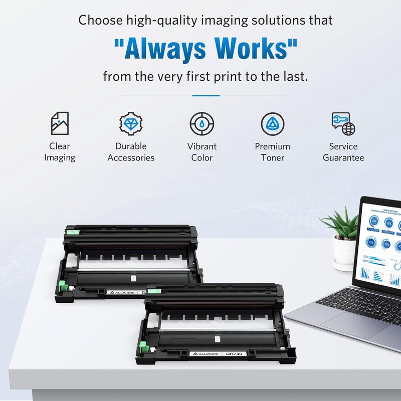 ALLWORK DR730 Drum Unit Compatible Replacement for Brother DR730 DR-730 DR760 Drum Unit for Brother Printer mfc-l2710dw mfc-l2717dw mfc-l2750dw mfc-l2690dw Drum, 2PK Black, 12000 Page, High Yield - Image 5